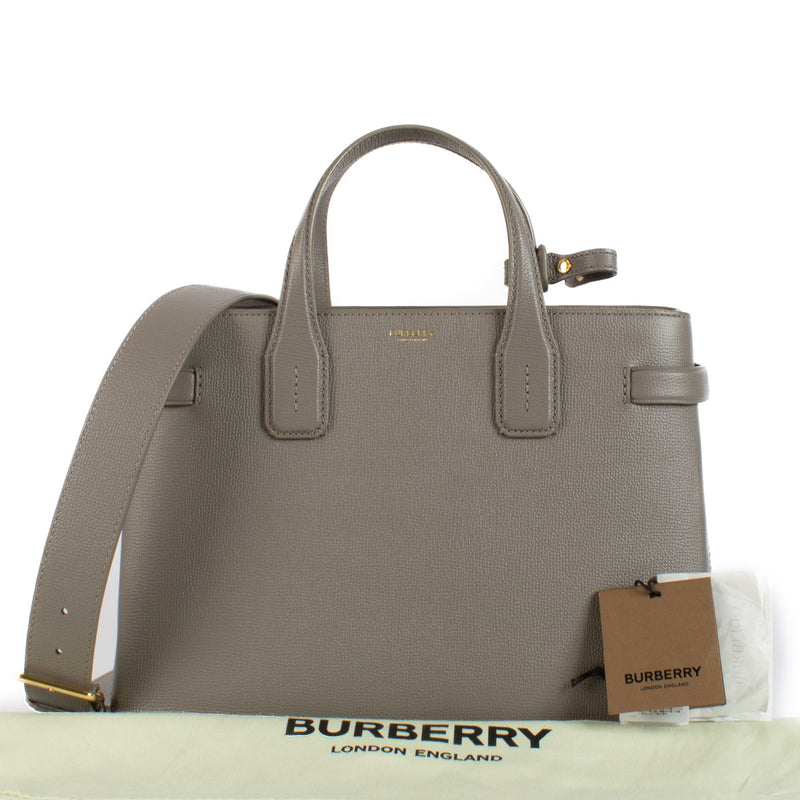 Burberry Grey Leather Banner Handbag