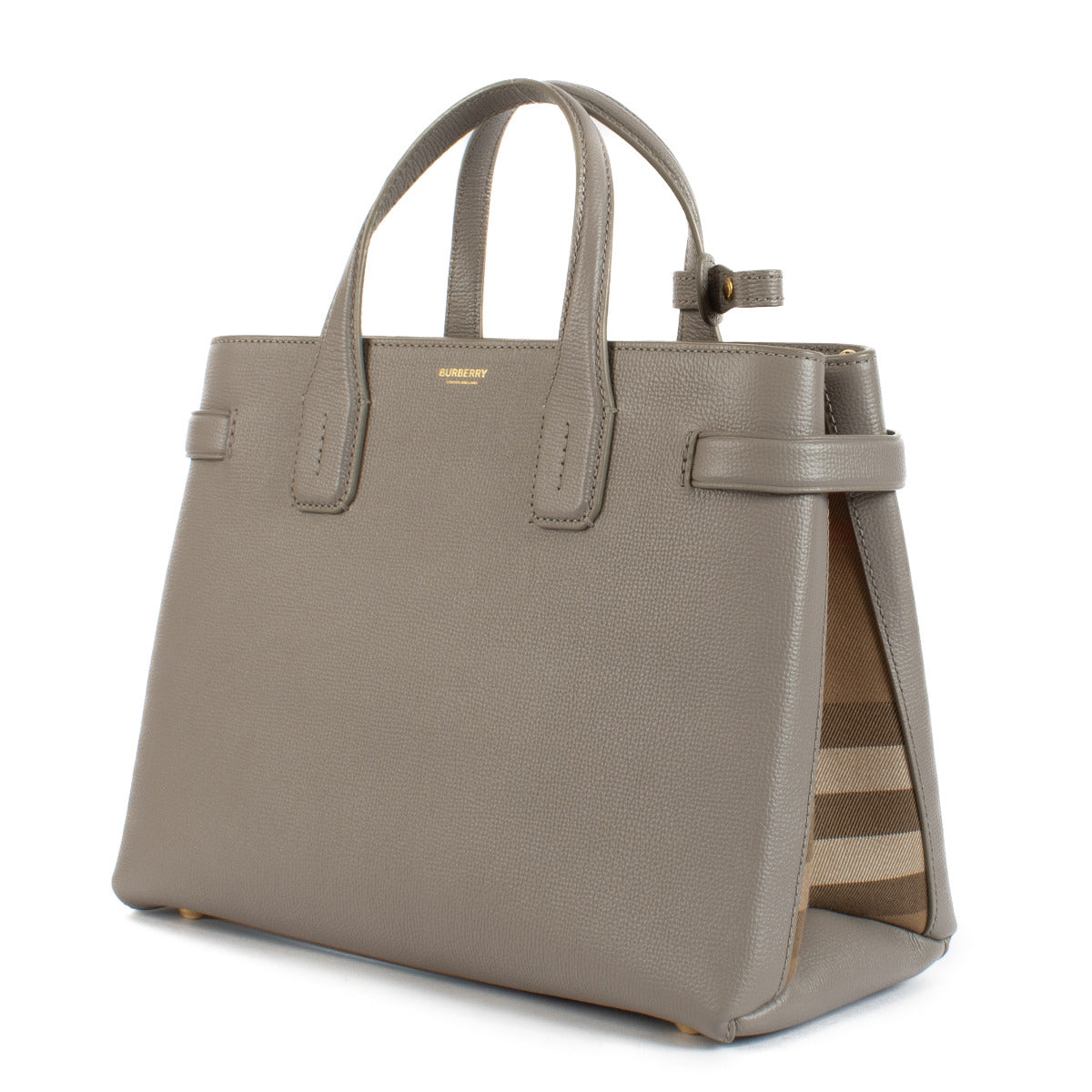 Sac à main Burberry Banner en cuir gris