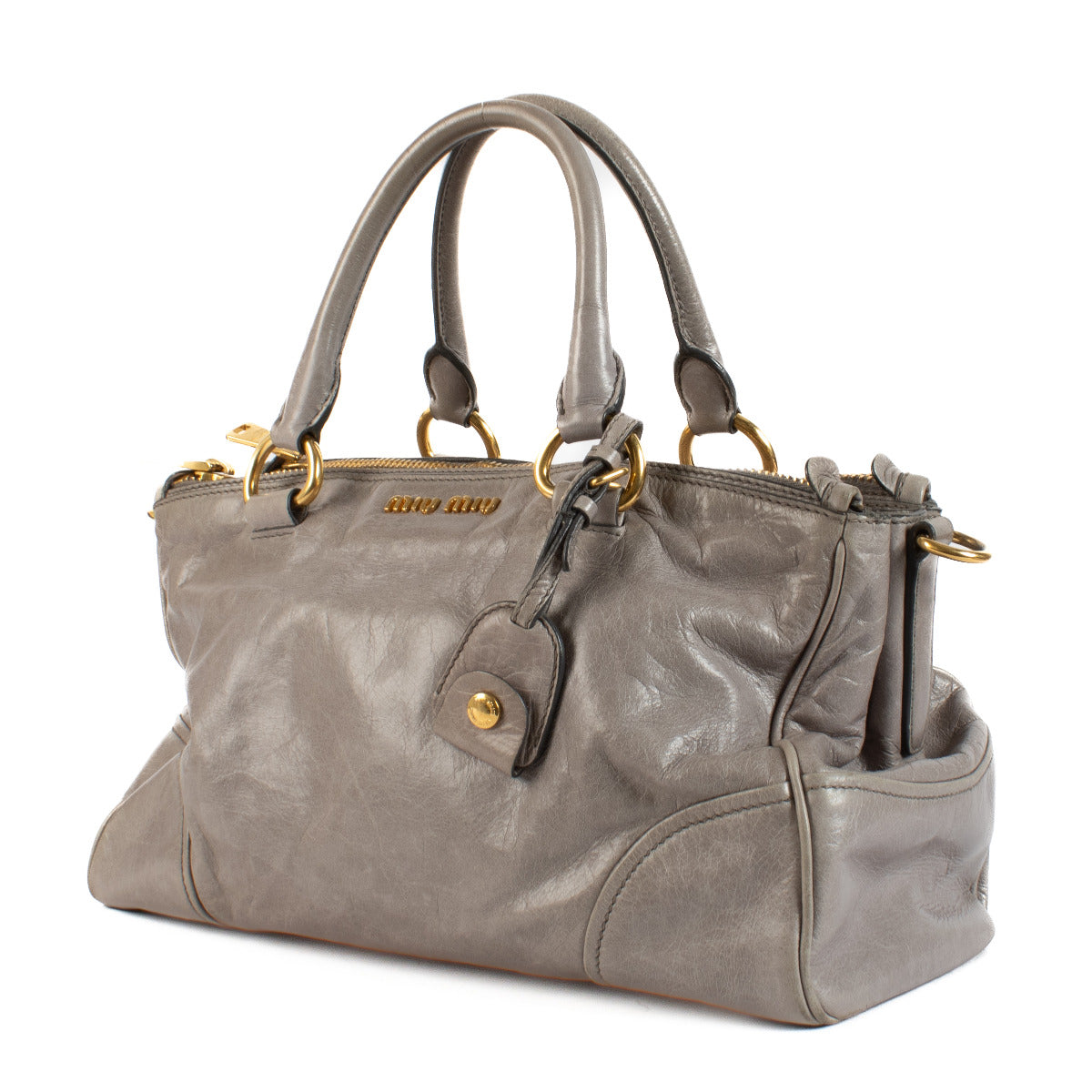 Miu Miu Grey Slouchy Shoulder Bag