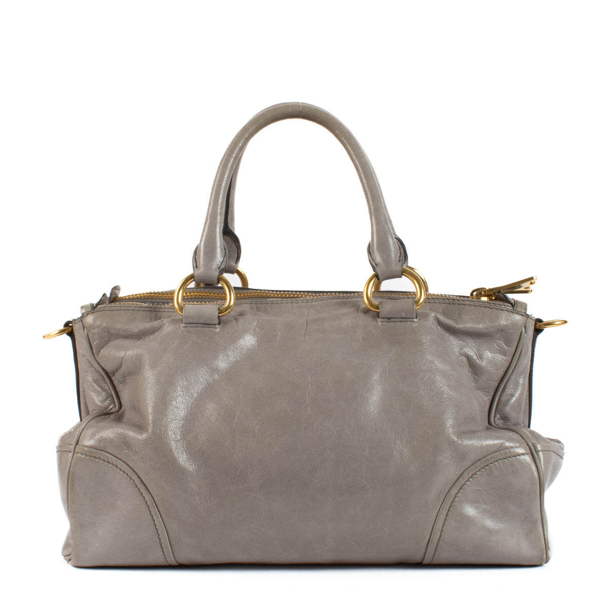 Miu Miu Grey Vitello Shine Satchel Bag