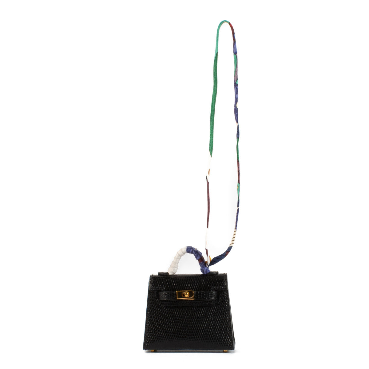 Hermès Black Micro Kelly Twilly Lezard Nilo Lisse Accessoire de Sac Bag Charm