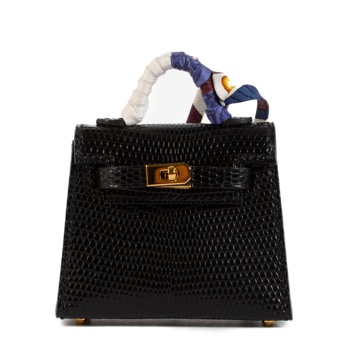 Hermès Black Micro Kelly Twilly Lezard Nilo Lisse Accessoire de Sac Bag Charm