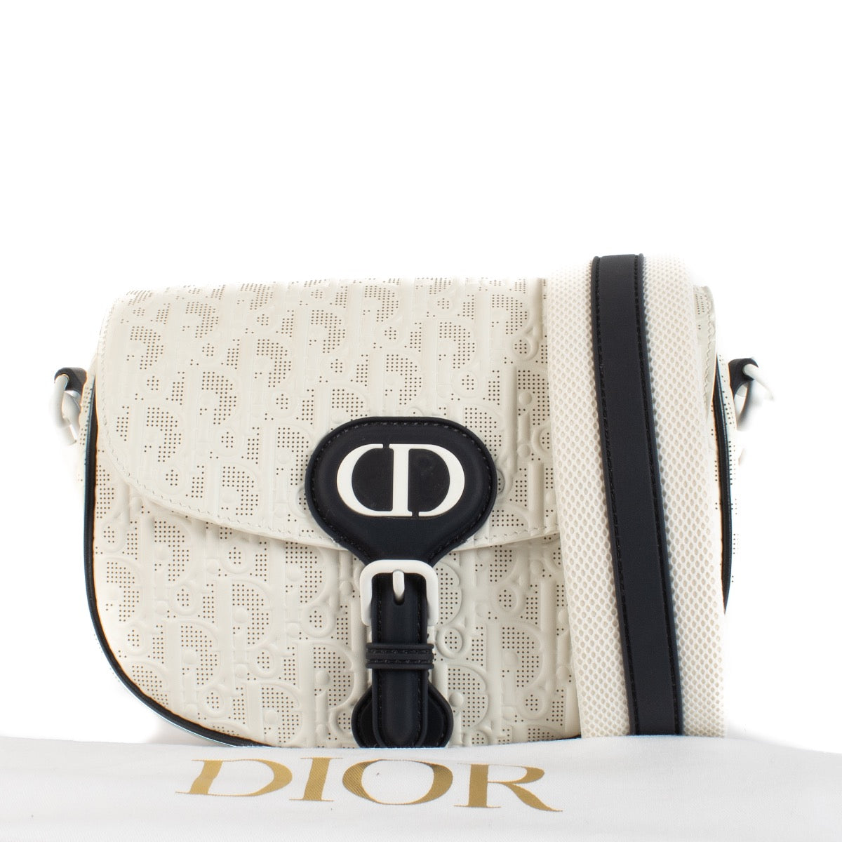 shop 100% authentic second hand Christian Dior White Perforated Oblique Medium Bobby Bag on Labellov.com