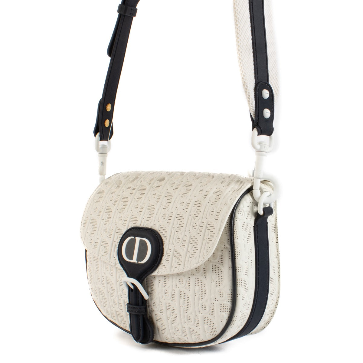 shop 100% authentic second hand Christian Dior White Perforated Oblique Medium Bobby Bag on Labellov.com