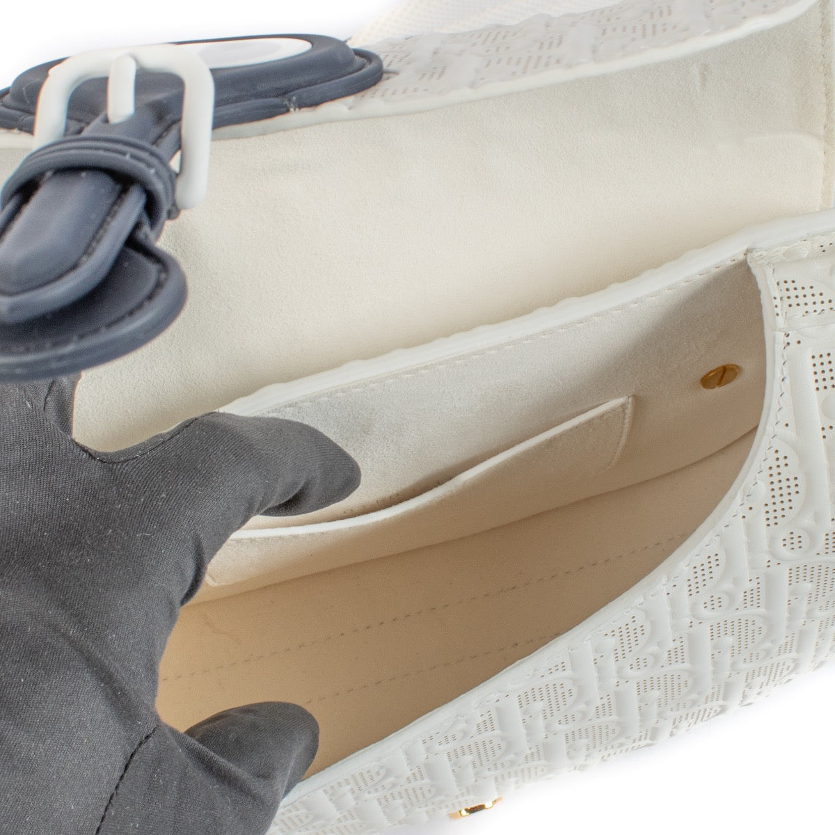 shop 100% authentic second hand Christian Dior White Perforated Oblique Medium Bobby Bag on Labellov.com