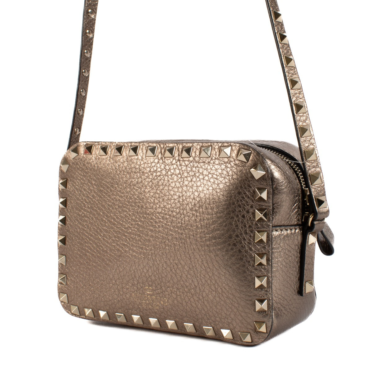 shop 100% authentic second hand Valentino Garavani Metallic Bronze Leather Rockstud Camera Bag on Labellov.com