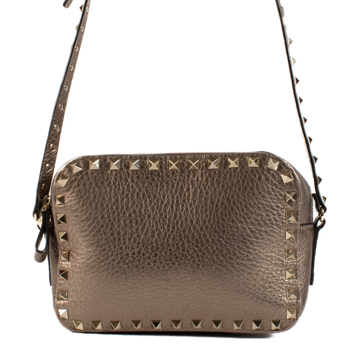 shop 100% authentic second hand Valentino Garavani Metallic Bronze Leather Rockstud Camera Bag on Labellov.com