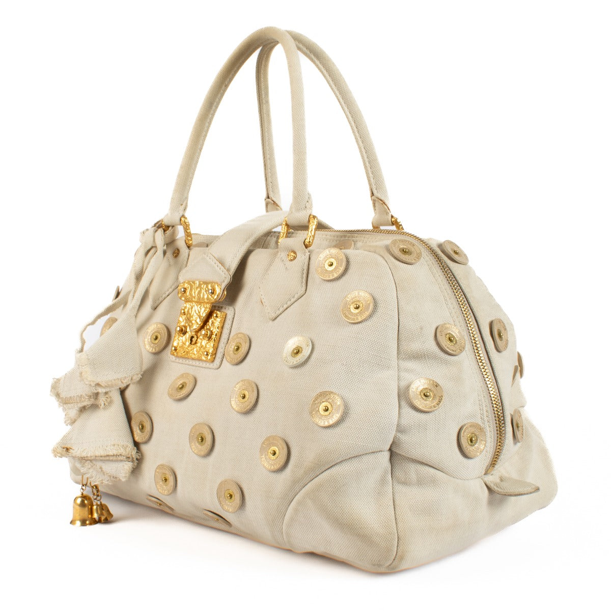 Louis Vuitton Crème Canvas Bowly Polka Dot Panamabag