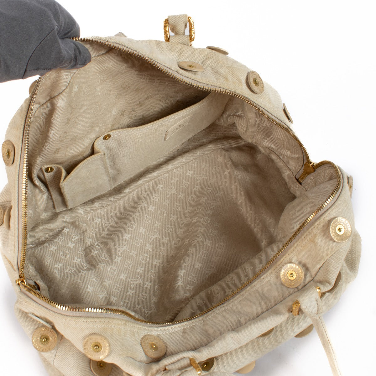 Louis Vuitton Crème Canvas Bowly Polka Dot Panamabag