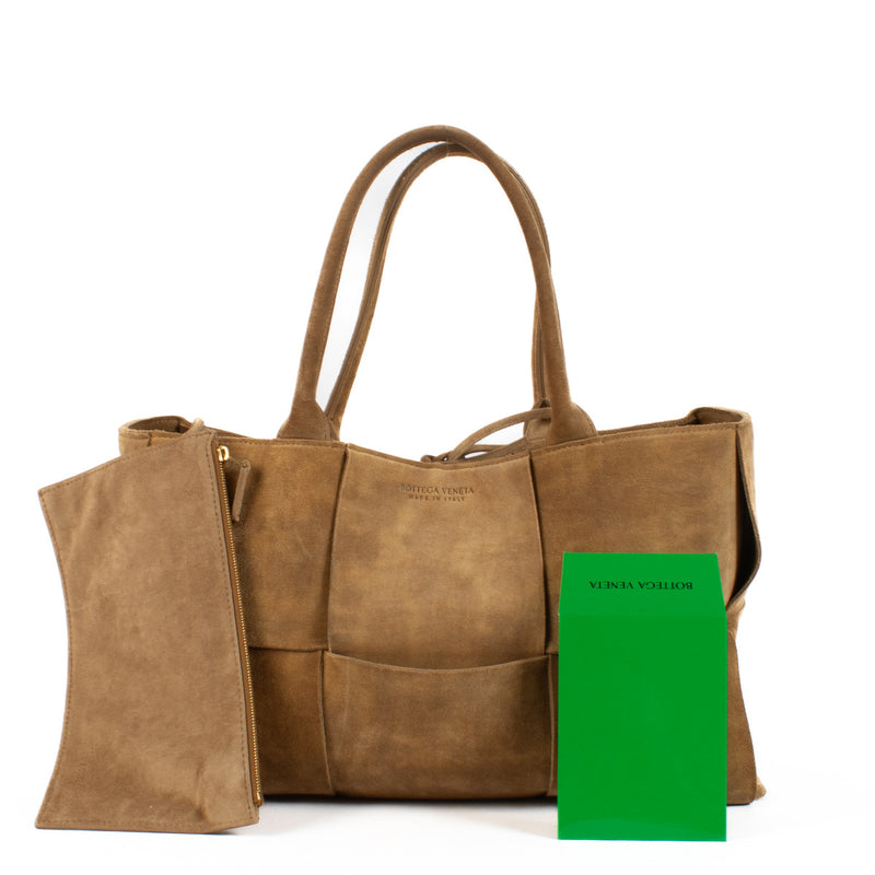 Bottega Veneta Suede Arco Medium Top Handle Bag