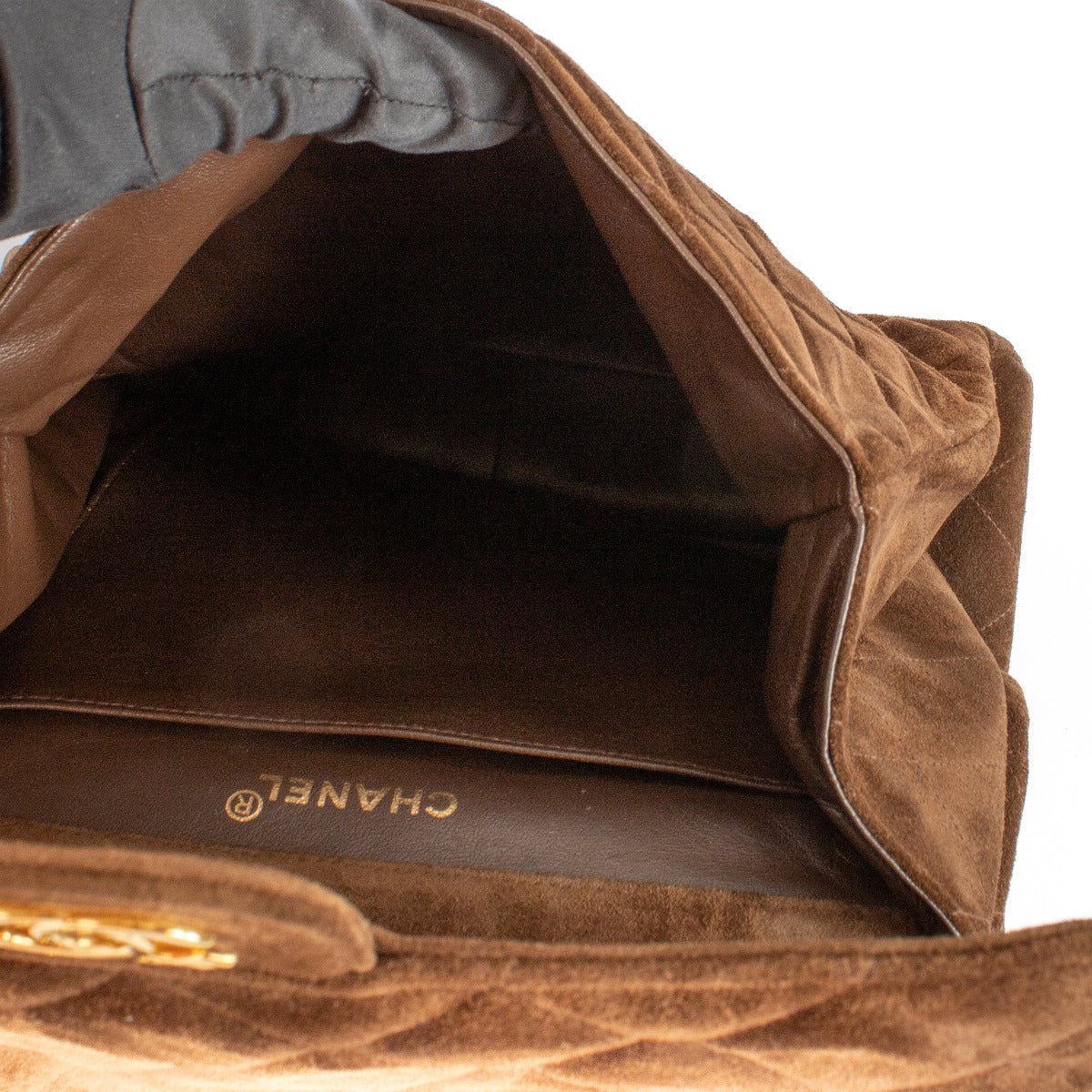 Chanel Brown Suede Double Sided Trapeze Flap Bag