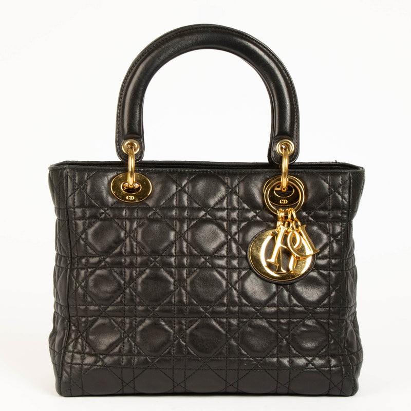 Shop this 100% authentic Christian Dior Vintage Black Medium Lady Dior Bag at Labellov.com