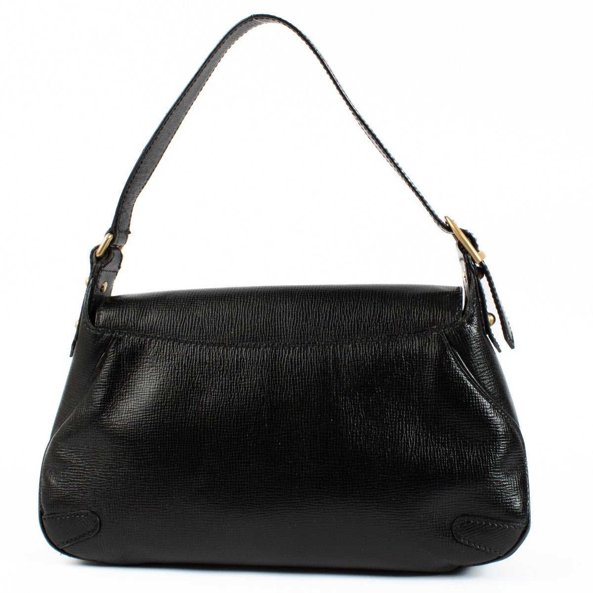 Gucci Black Horsebit Shoulder Bag in premium black leather, featuring the iconic Horsebit detail and an adjustable shoulder strap for versatile wear. Buy now on Labellov.