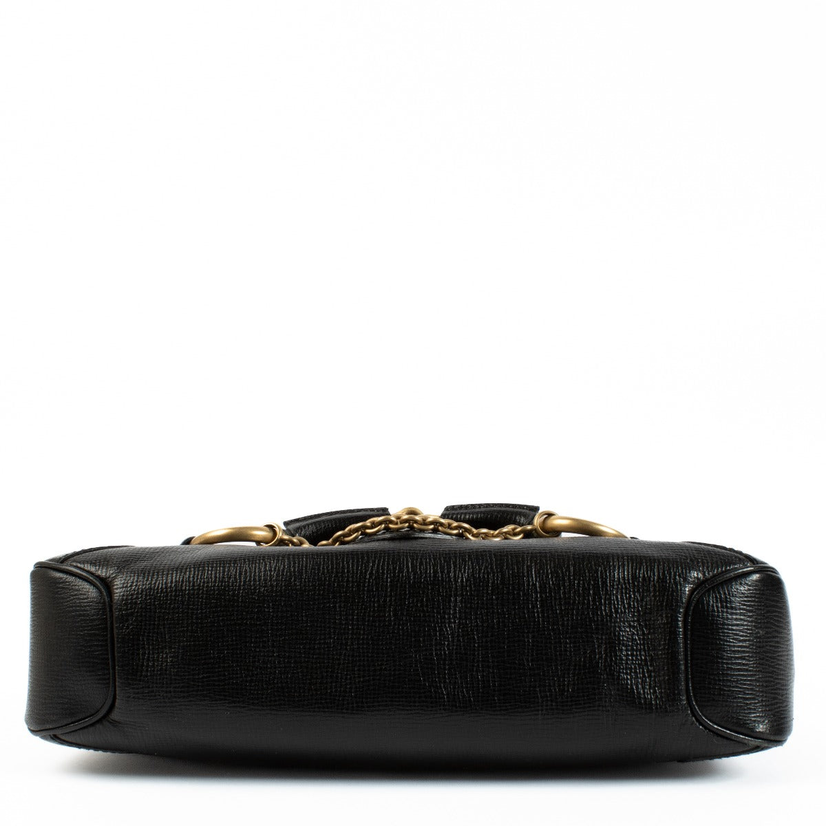 Gucci Black Horsebit Shoulder Bag in premium black leather, featuring the iconic Horsebit detail and an adjustable shoulder strap for versatile wear. Buy now on Labellov.