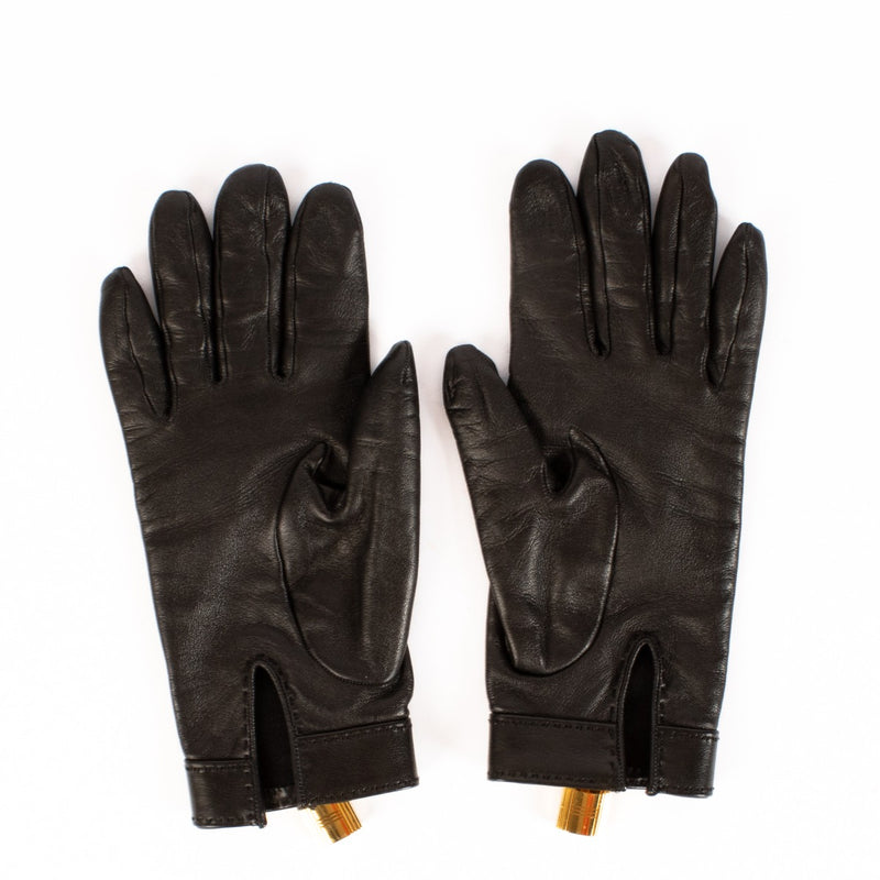 Hermès Vintage Black Goya Gloves - Size 6.5