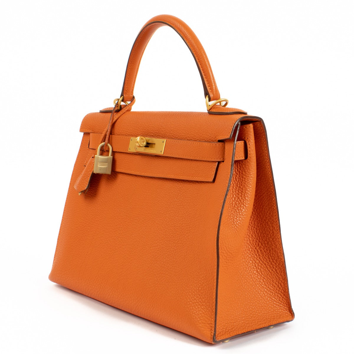 2005 Hermès Kelly Sellier 28 Orange Togo Brushed Gold Hardware