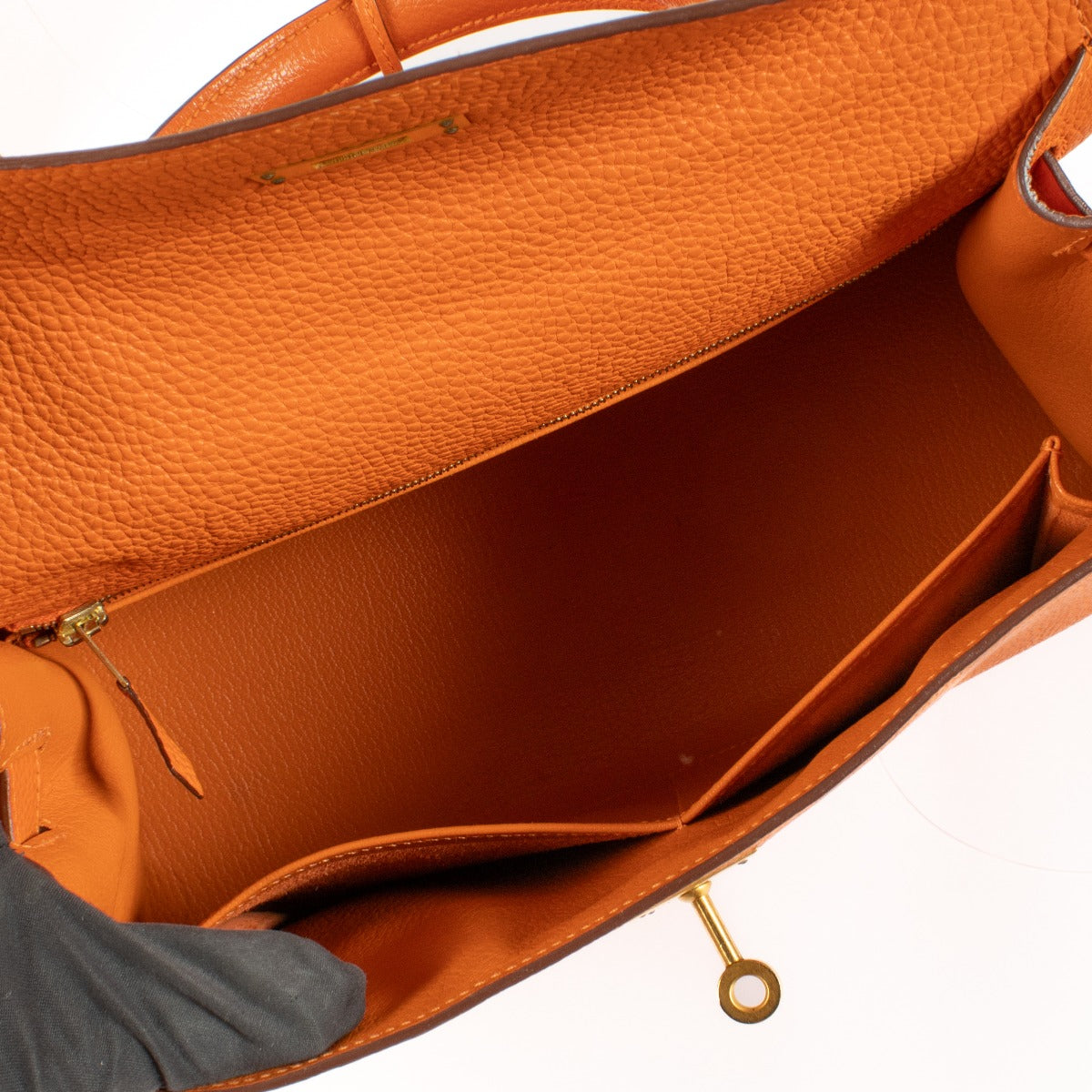 Hermès Kelly Sellier 28 Oranje Togo BGHW
