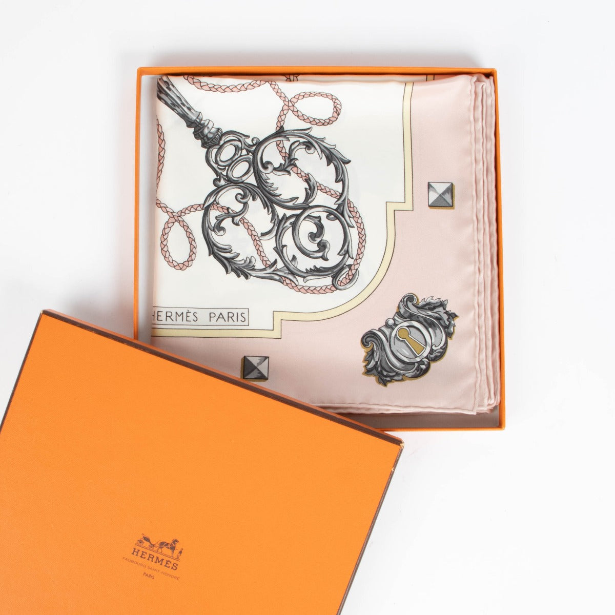Shop this 100% authentic Hermès Les Clés Silk 90 Scarf at Labellov.com