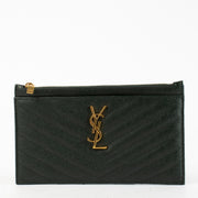 Authentic Preloved Saint Laurent Dark Green Cassandre Zipped Pouch on Labellov.com