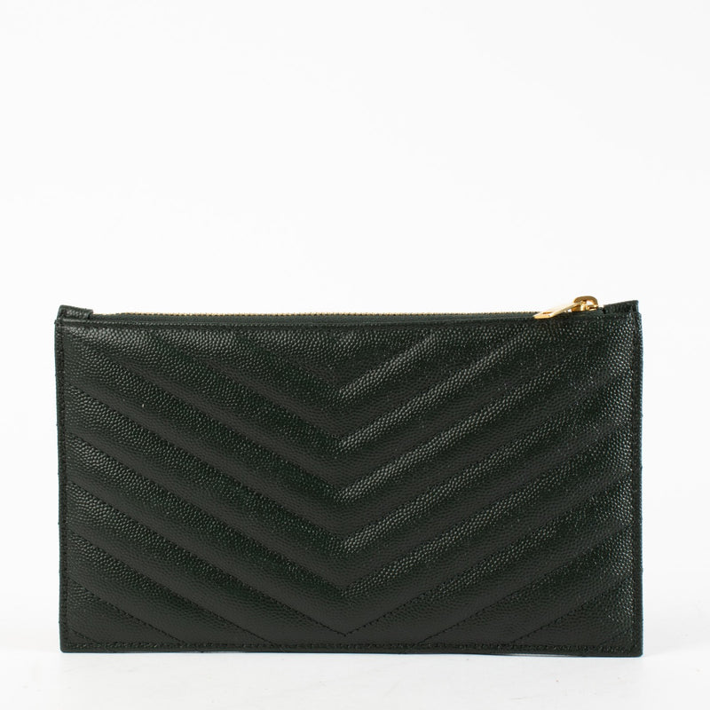 Authentic Preloved Saint Laurent Dark Green Cassandre Zipped Pouch on Labellov.com