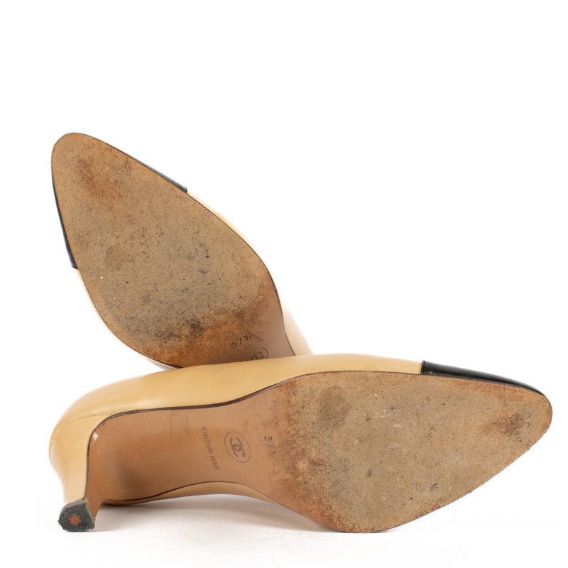 Chanel Nude Two-Tone Heels - size 37.5