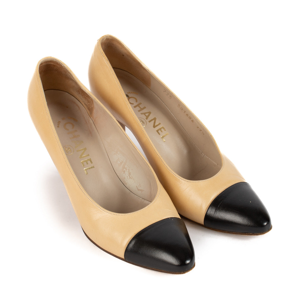 Chanel Nude Two-Tone Heels - size 37.5
