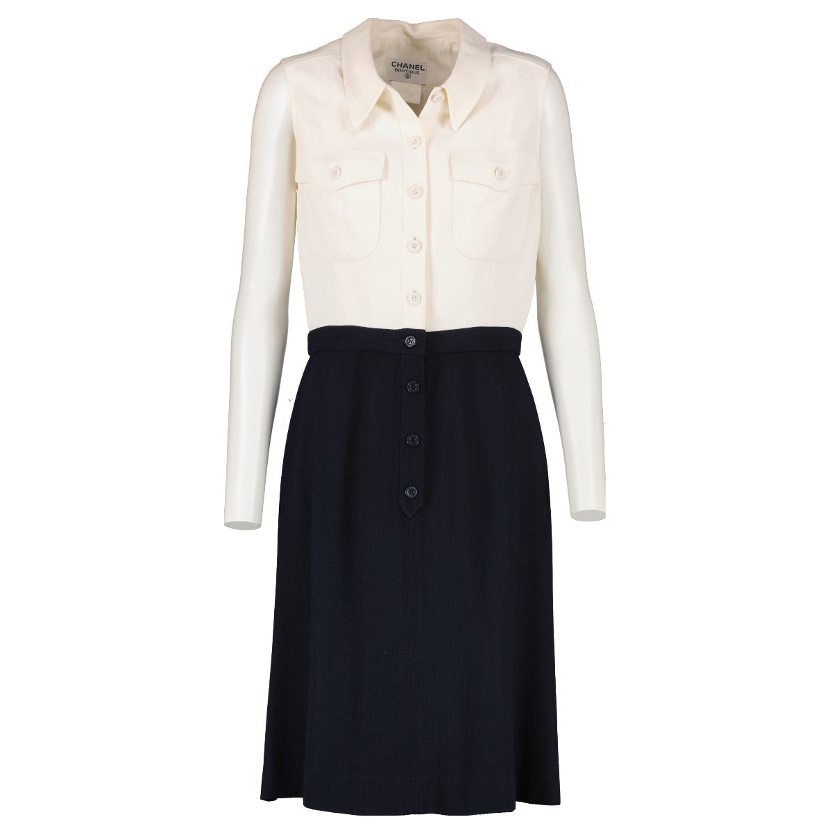 Chanel 96C Blue/White Button Up Dress