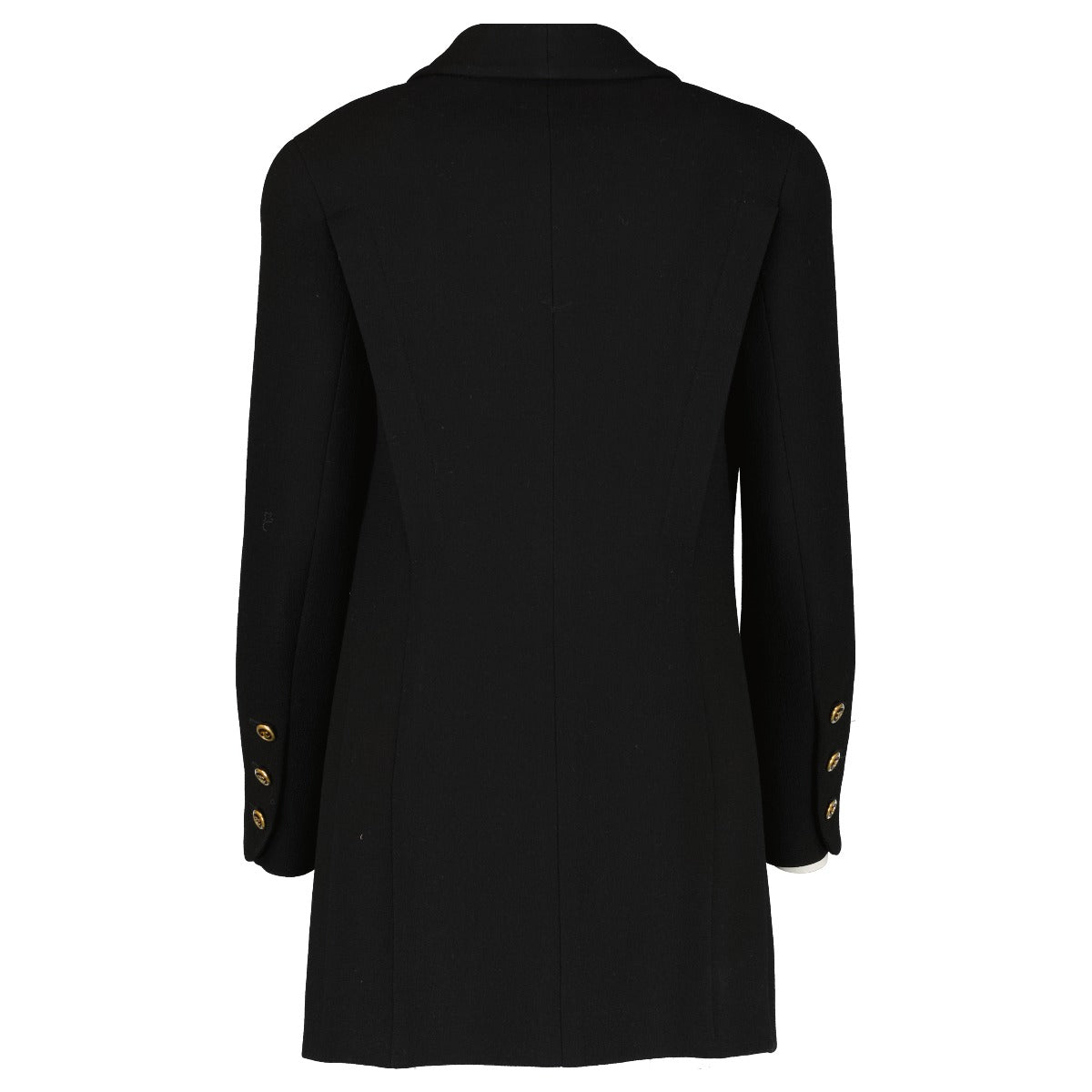 Chanel Vintage Black Wool Gold CC Button Jacket