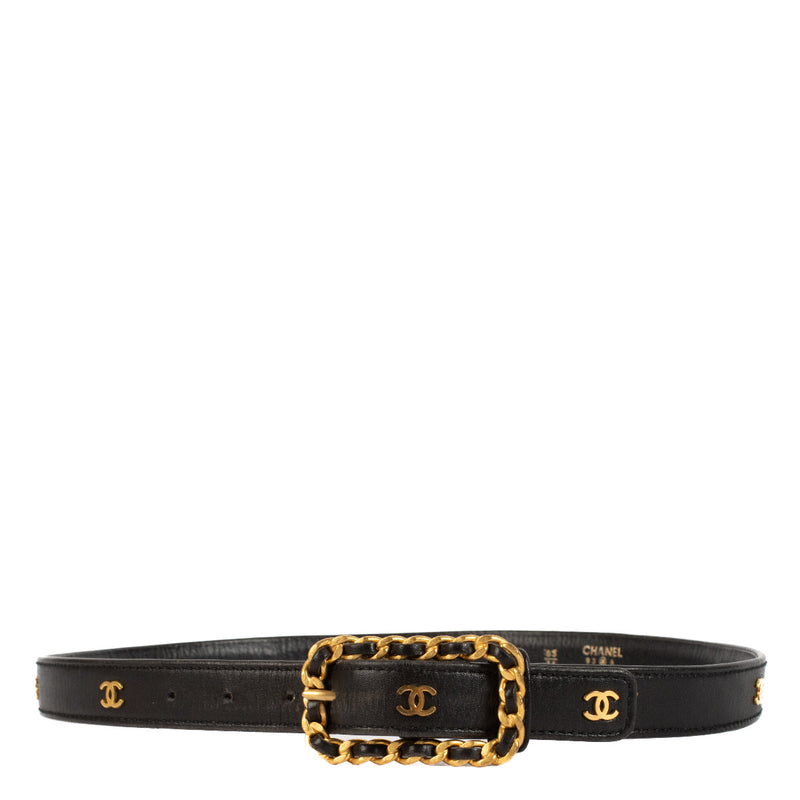 Chanel 93A Black Slim Gold CC Belt - size 85