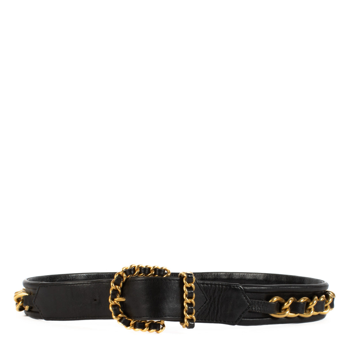 Chanel 93A Zwart Leren Kettingriem - maat 80