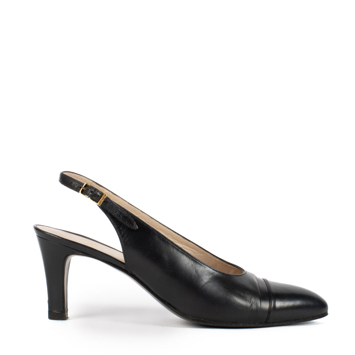 Chanel Navy Blue Slingback Pumps - size 37,5