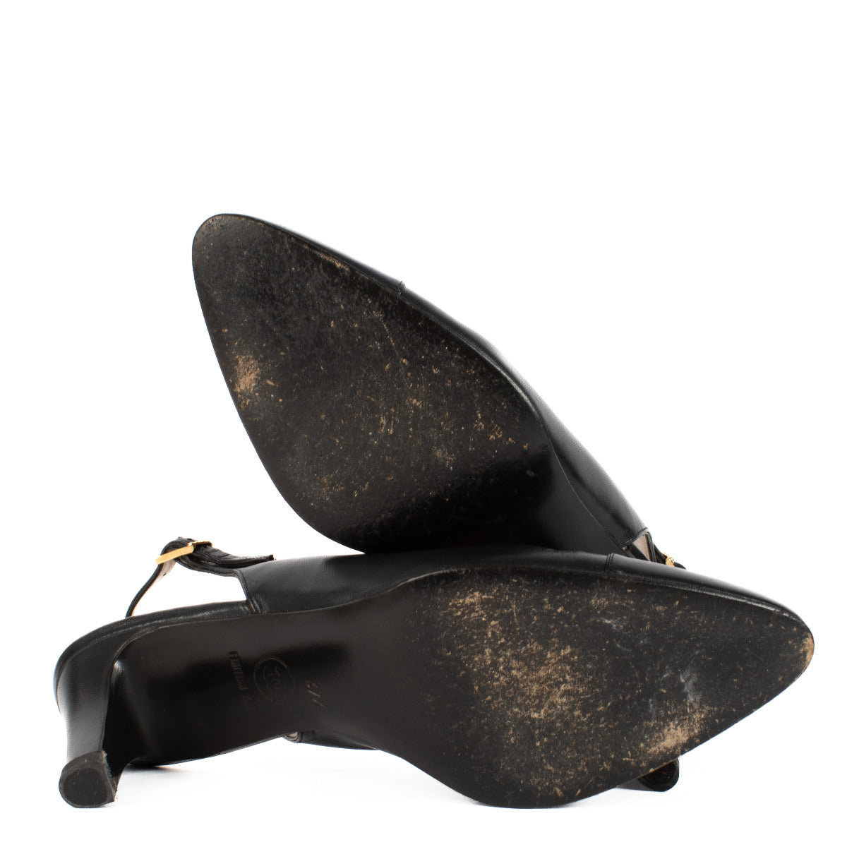 Escarpins Chanel ouverts à l'arrière bleu marine - taille 37,5