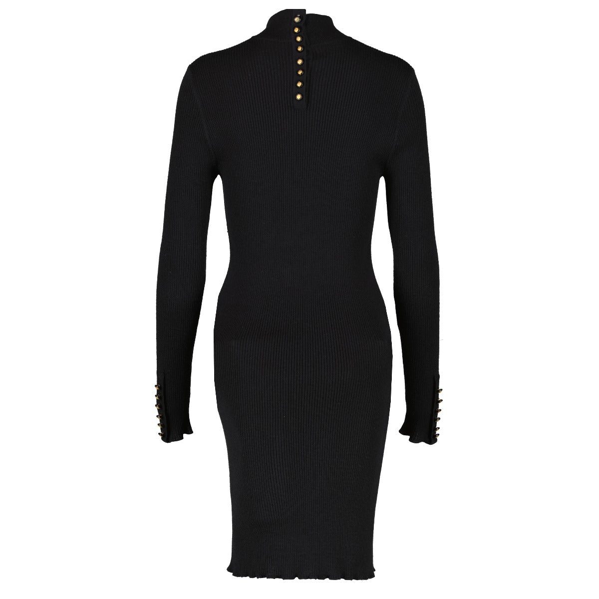 Chanel Vintage Black Knitted CC Button Midi Dress - Size FR42