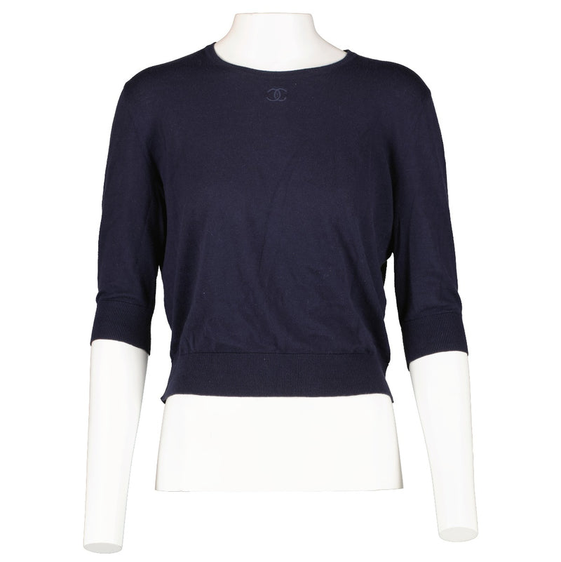 Chanel Blue CC Knit Top - Size 38