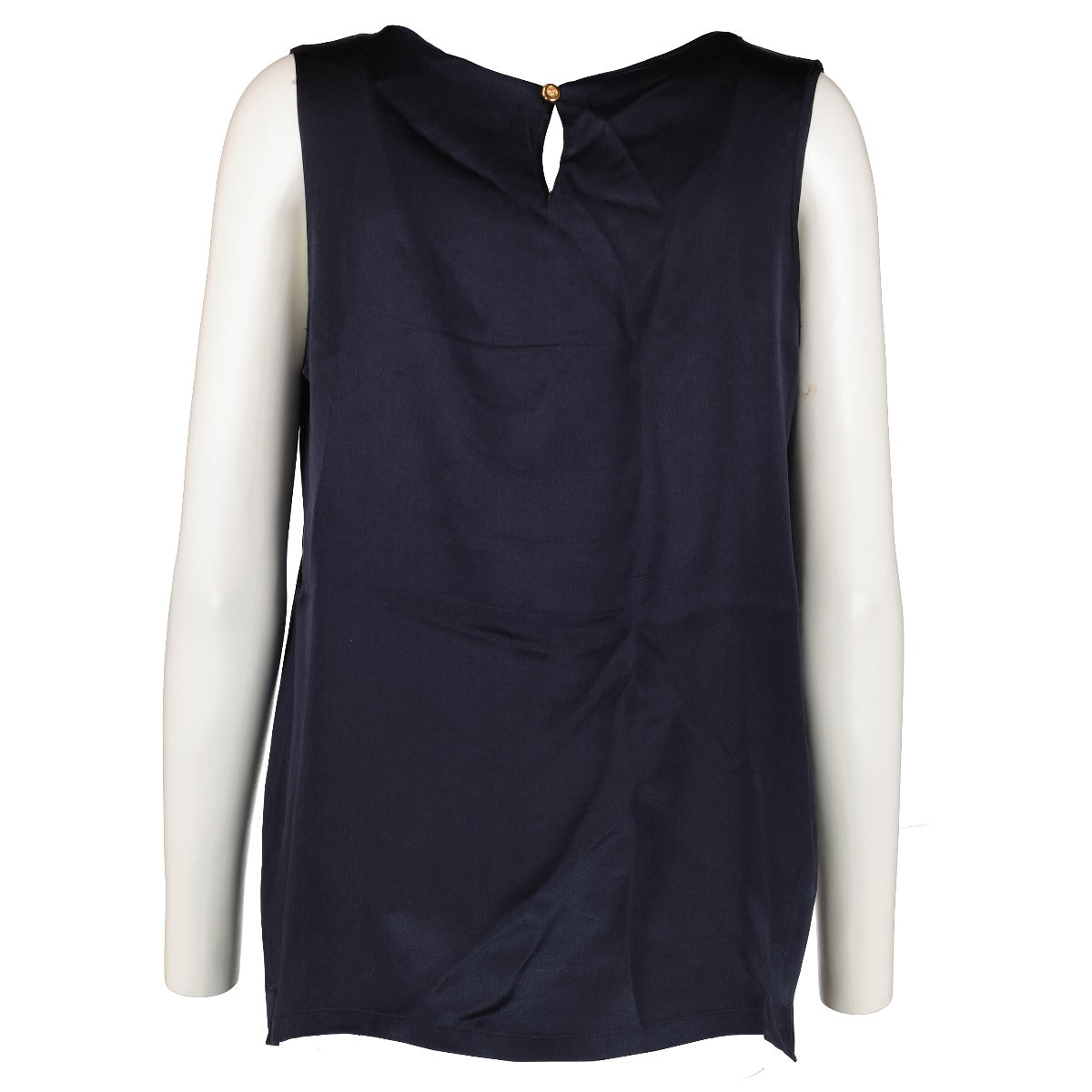 Chanel Vintage Blue Silk Satin Sleeveless Top