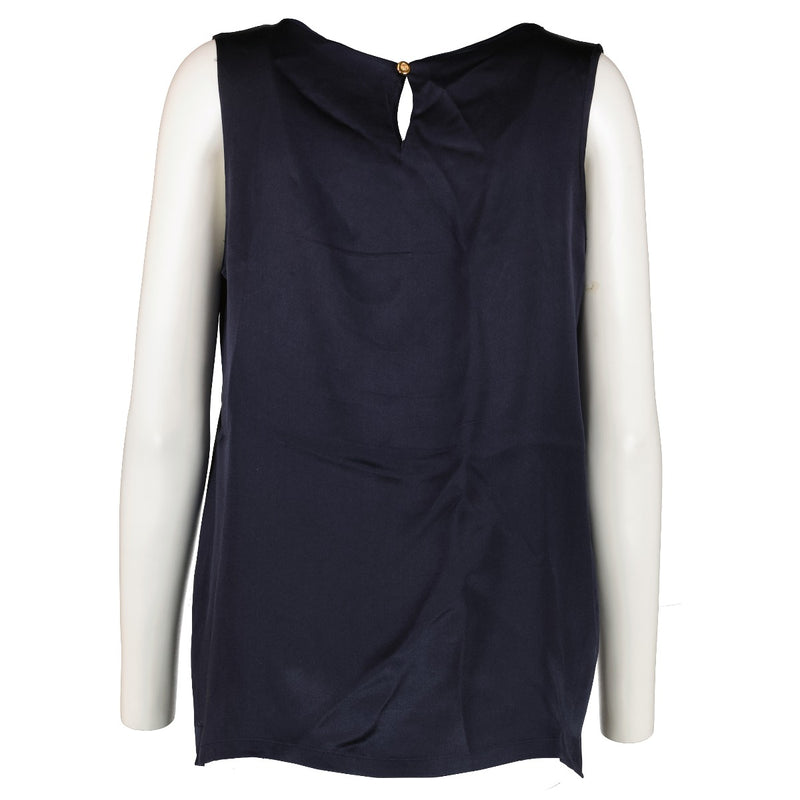 Chanel Vintage Blue Silk Satin Sleeveless Top