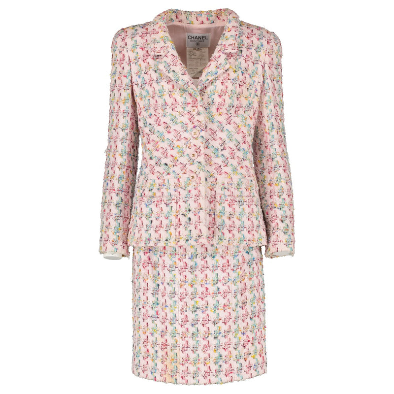 Chanel 95P Runway Pink Fantasy Tweed Jacket/Skirt Set