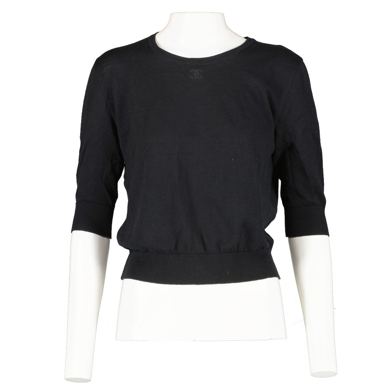 Chanel Black Knit CC Top