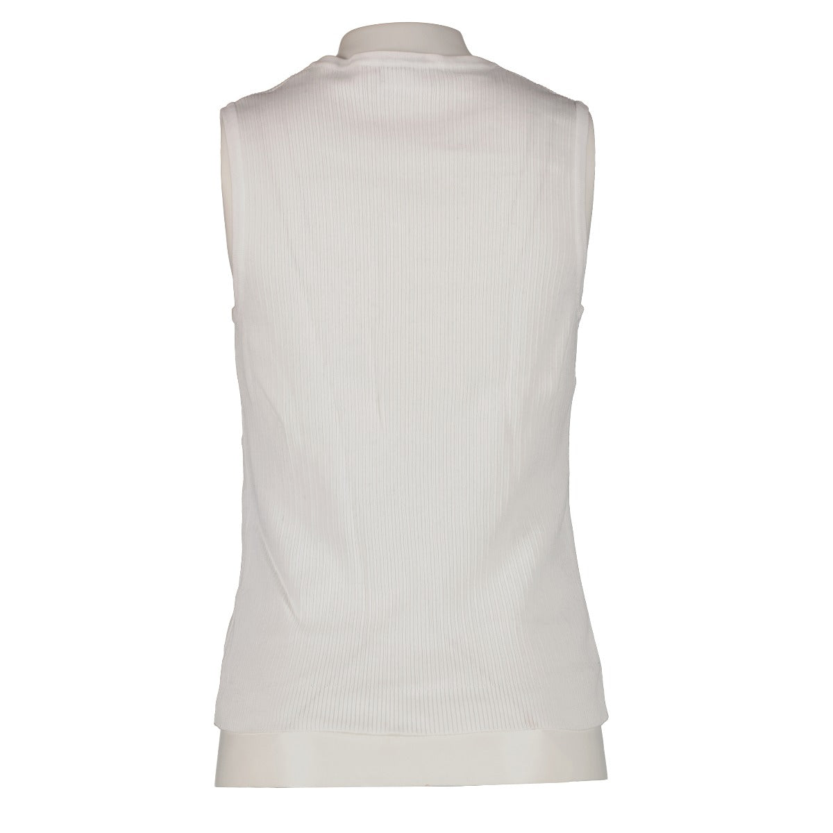 Chanel 97P White Cotton CC Button Sleeveless Top