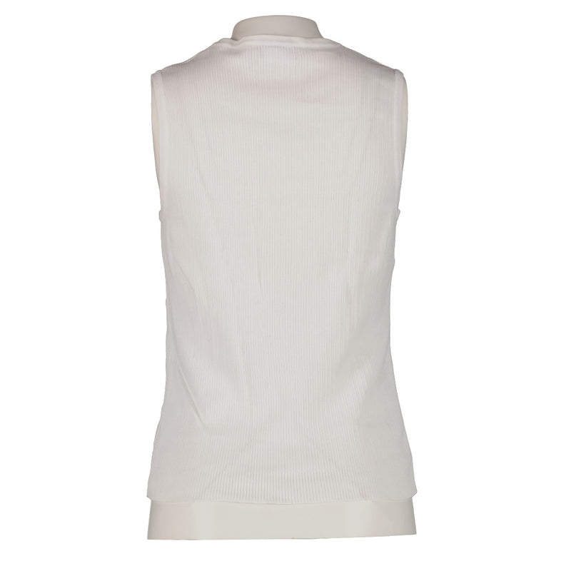 Chanel 97P White Cotton CC Button Sleeveless Top