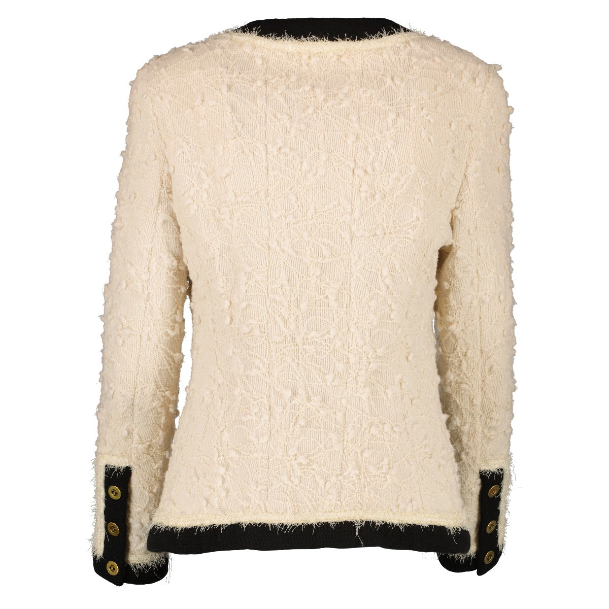 Chanel 94A Runway Ivory Tweed Black Trim Jacket