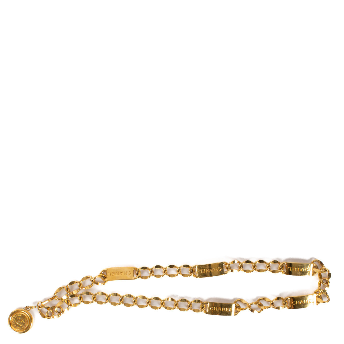 Ceinture Chanel vintage à chaîne et médaillons dorés