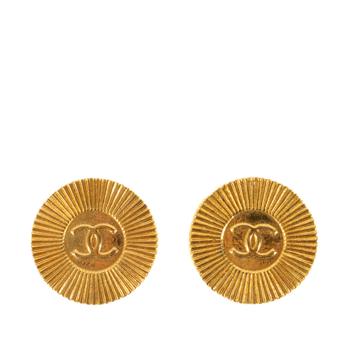 Boutons de manchette ronds dorés Chanel
