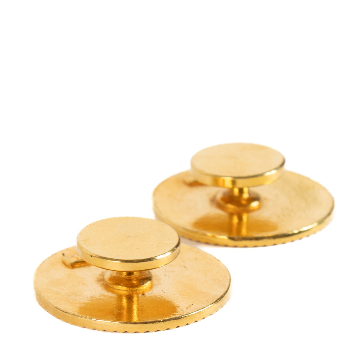 Boutons de manchette ronds dorés Chanel