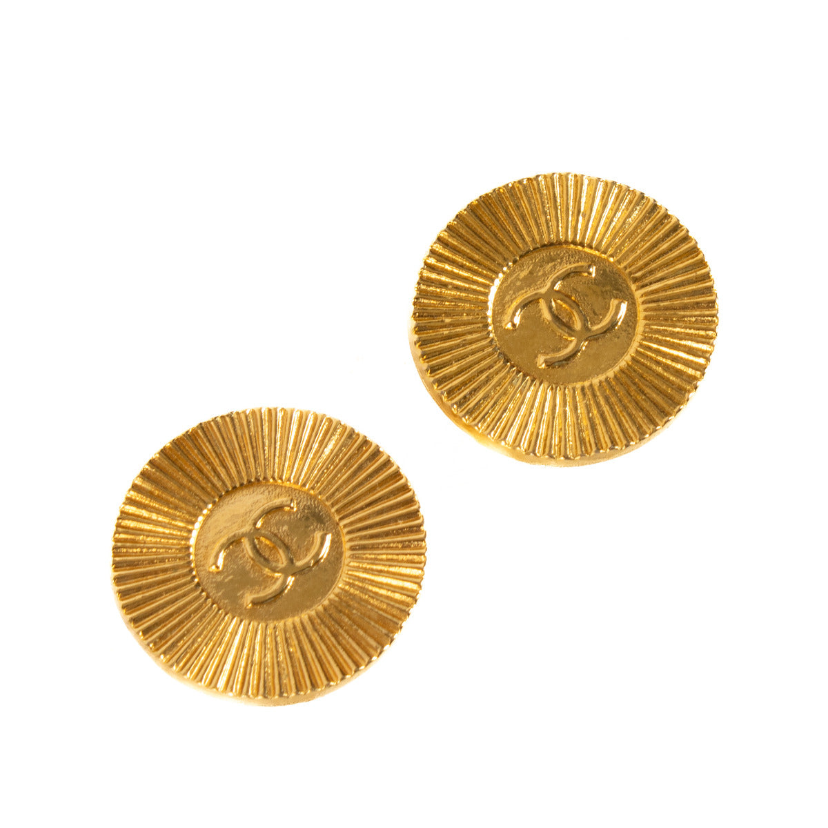 Boutons de manchette ronds dorés Chanel