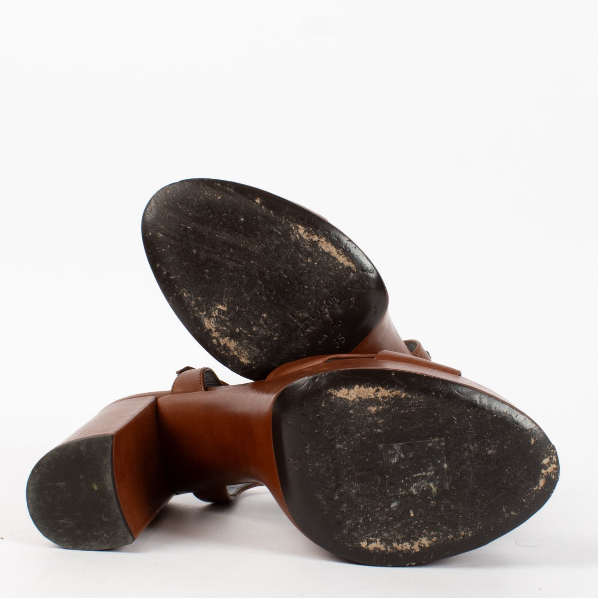 shop 100% authentic second hand Saint Laurent Brown Bianca 85 Sandals - Size 38 on Labellov.com