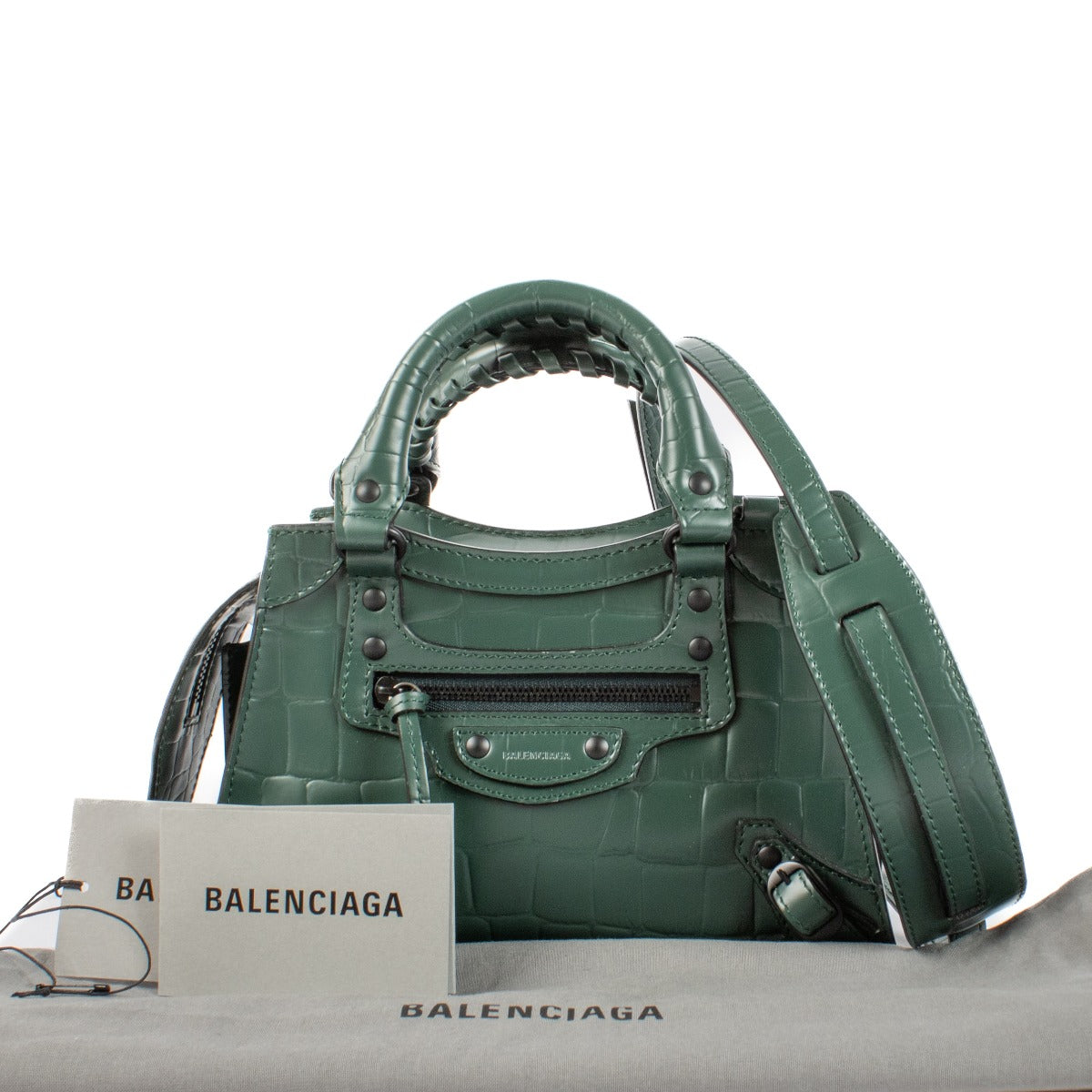 Shop 100% authentic secondhand Balenciaga Green Crocodile Effect Neo Classic Mini Top Handle Bag on labellov.com
