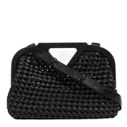 A modern classic, the Bottega Veneta Point Bag in black woven leather reimagines the brand's signature craftsmanship with contemporary flair. Featuring Bottega Veneta's iconic intrecciato weave, this bag showcases the artistry and precision synonymous wit