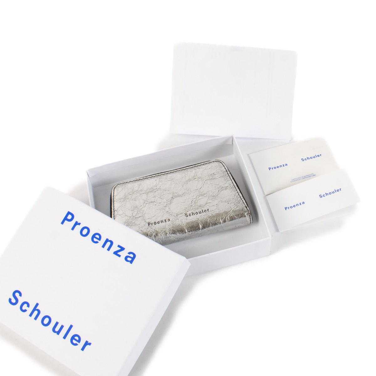 Proenza Schouler Zilveren Trapeze Compacte Ritsportemonnee