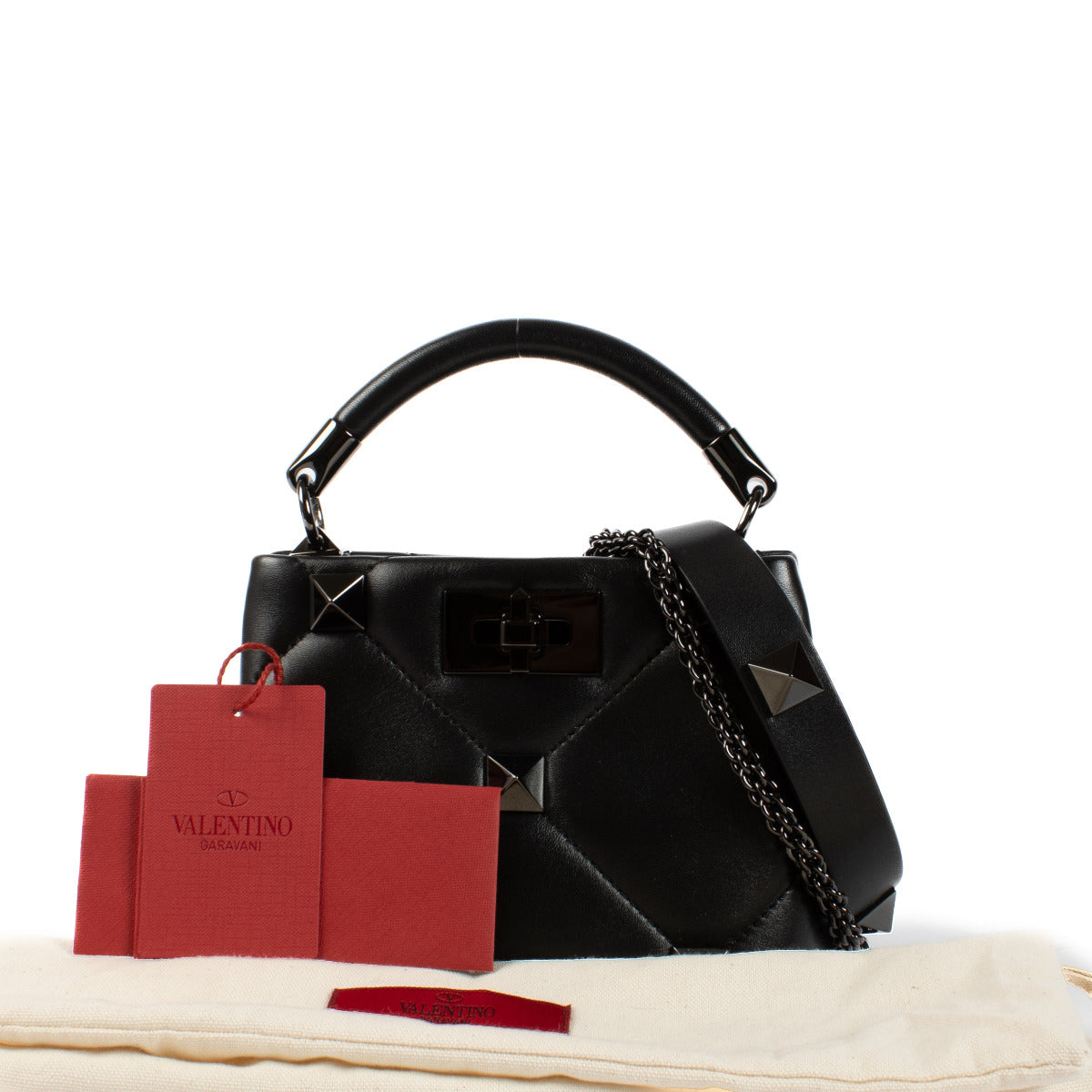 Valentino Garavani Roman Stud All Black Small Bag